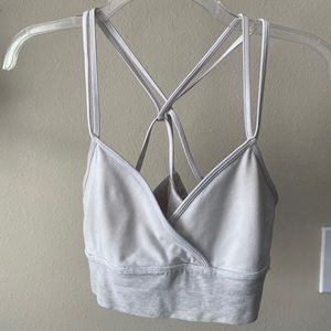 Lululemon soft comfy strappy white gray yoga bra
